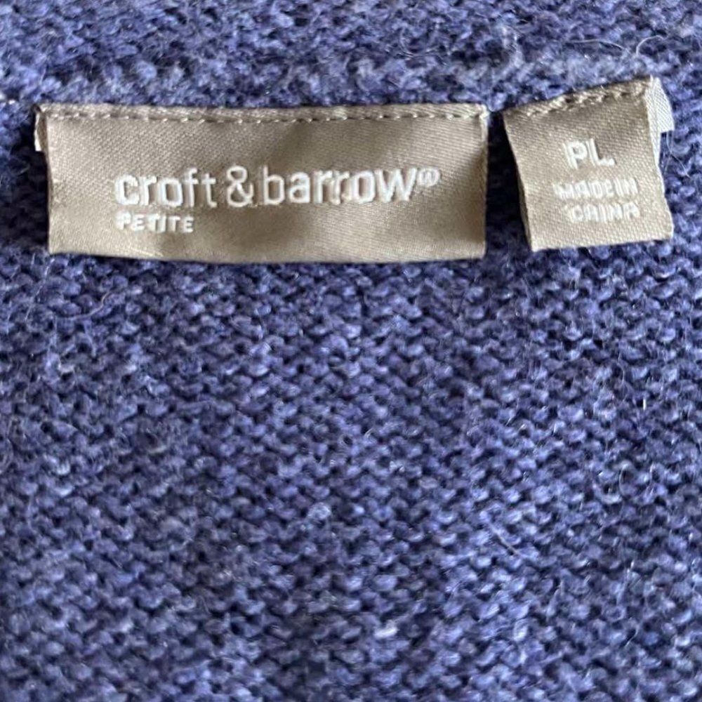 CROFF & BARROW Women's Vintage Purple Christmas Sweater with Buttons size PL - Picture 3 of 10